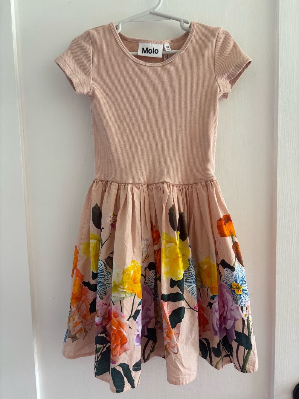 Molo Girls' Pink Floral Cotton Dress—Sz 110, like 4T or 5T